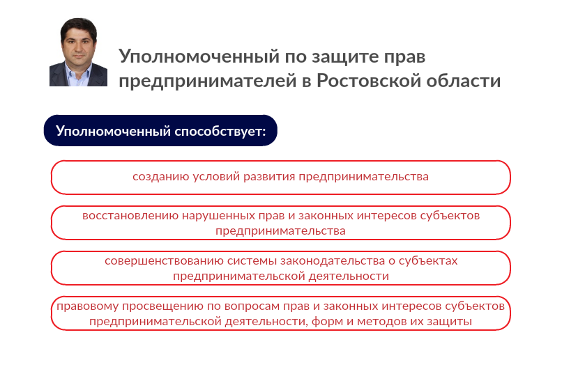 Уполномоченный по защите прав предпринимателей в Ростовской области, инфографика